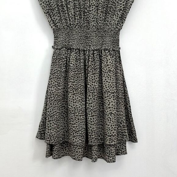 Rails Karla Olive Lynx Smocked Waist Flouncy Tiered Lightweight Mini Dress - XS - Picture 9 of 15